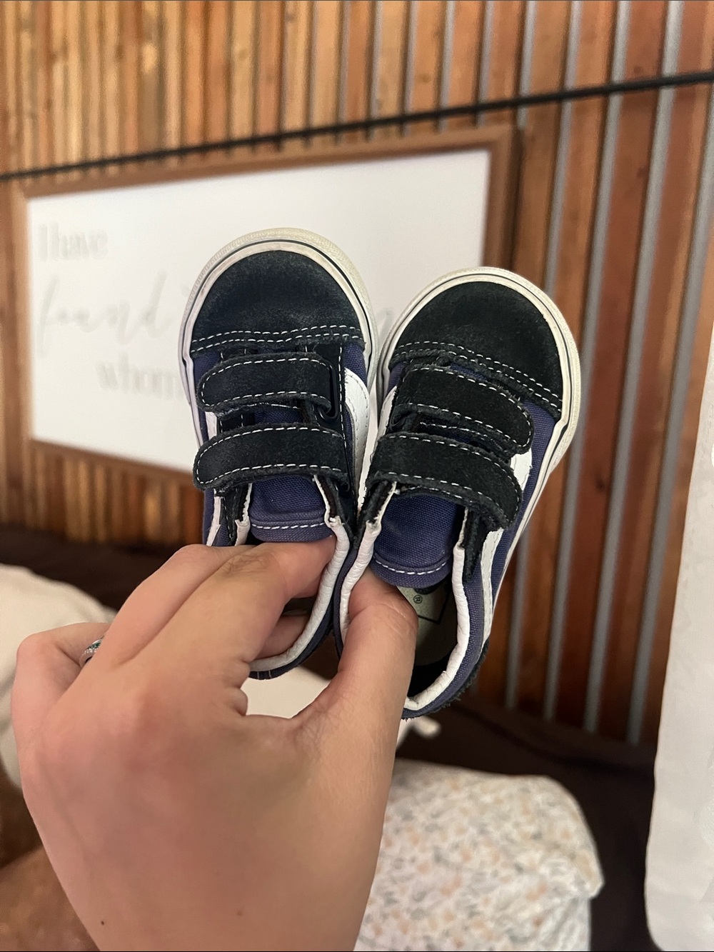 Kids Vans Navy and Black Velcro Sneakers - Casual Everyday Shoes